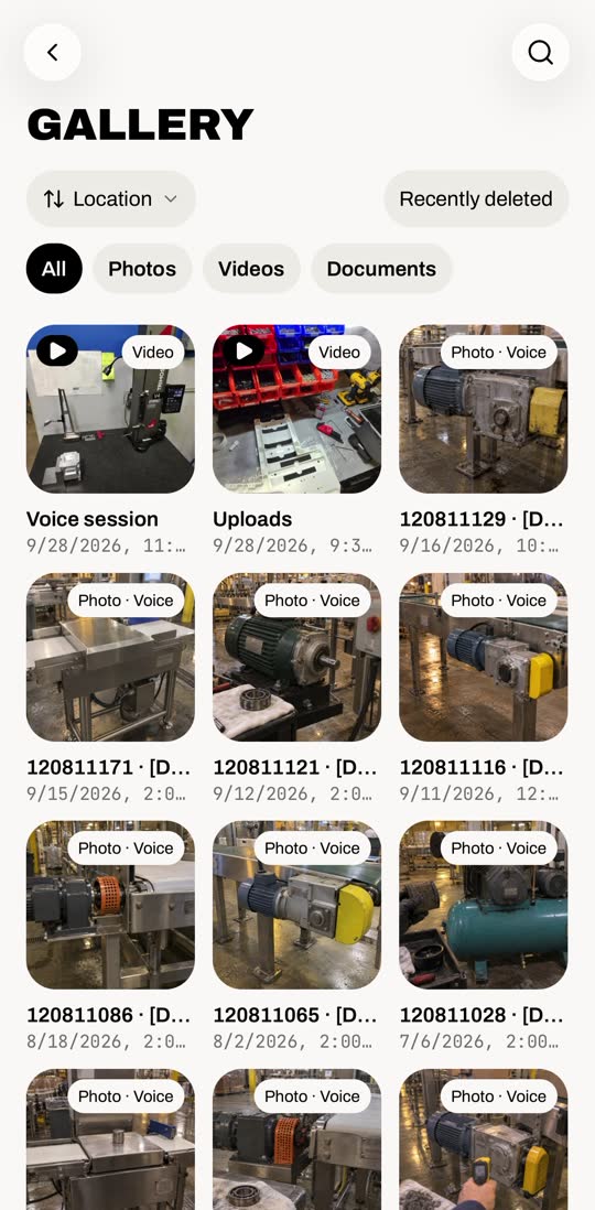 Gallery, Videos tab, opening a video and tapping Make a procedure from this video